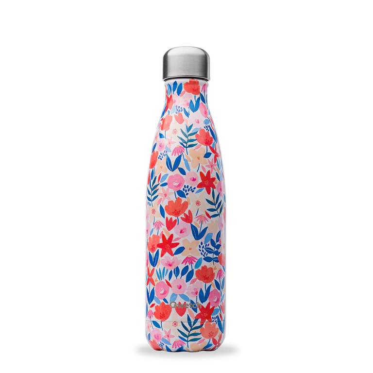 Qwetch Bouteille isotherme inox flora rouge 1000ml - 9382